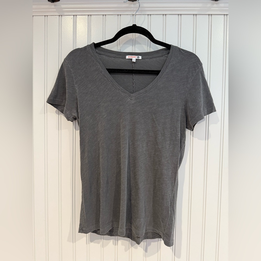 Sundry Gray Fitted Short Sleeve Tee